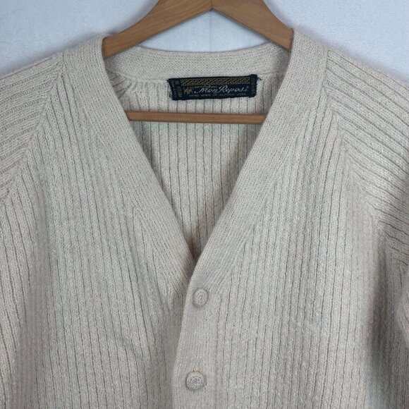 Mon Repos Men's‎ hand made 100% alpaca wool beige cardigan sz Small Peru warm - Picture 4 of 11